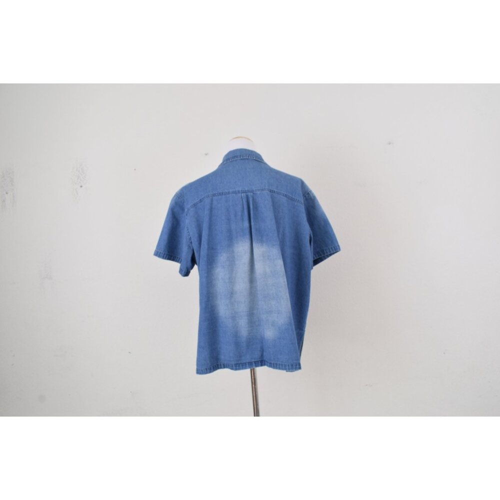 Vintage 90s Jane Ashley‎ Blue Button Down Blouse | size 2x - Picture 3 of 10